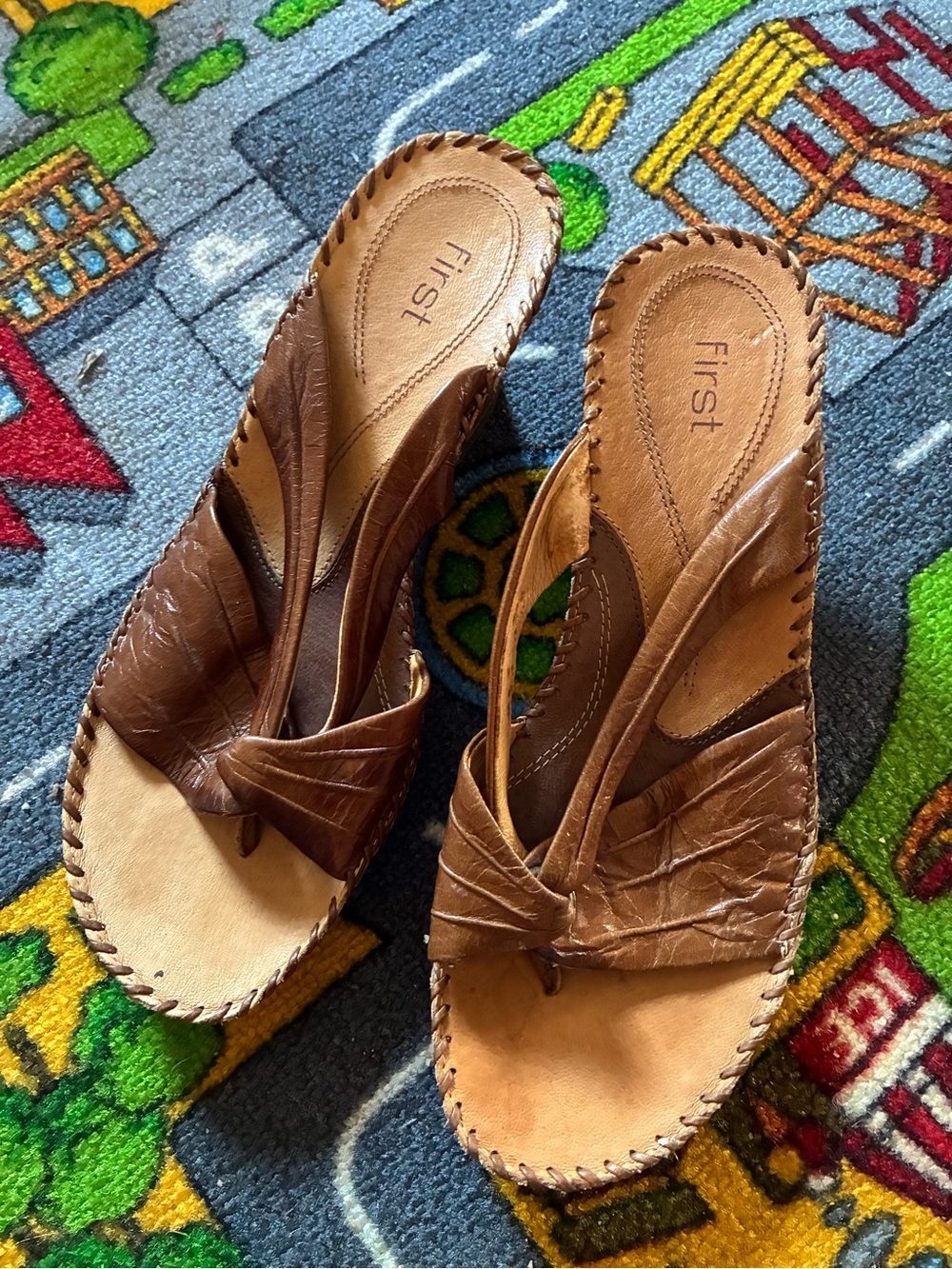 Woven Brown Wedge Sandals - Casual Summer Comfort - Picture 2 of 2